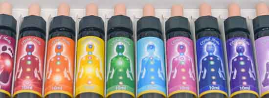 Bottles of Flower & Crystal Essence combinations in a box