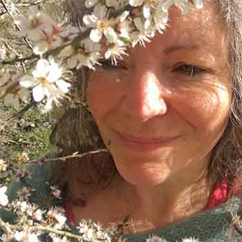 Jackie with Hawthorn flowers