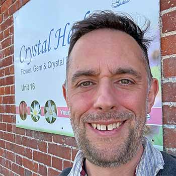 A picture of Sam Cremnitz outside Crystal Herbs