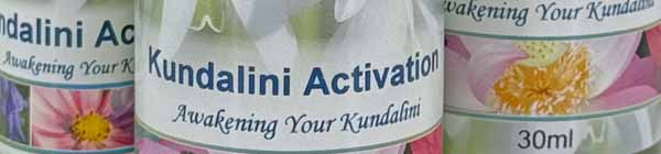 A close up of three bottles of Crystal Herbs Kundalini Activation Essence
