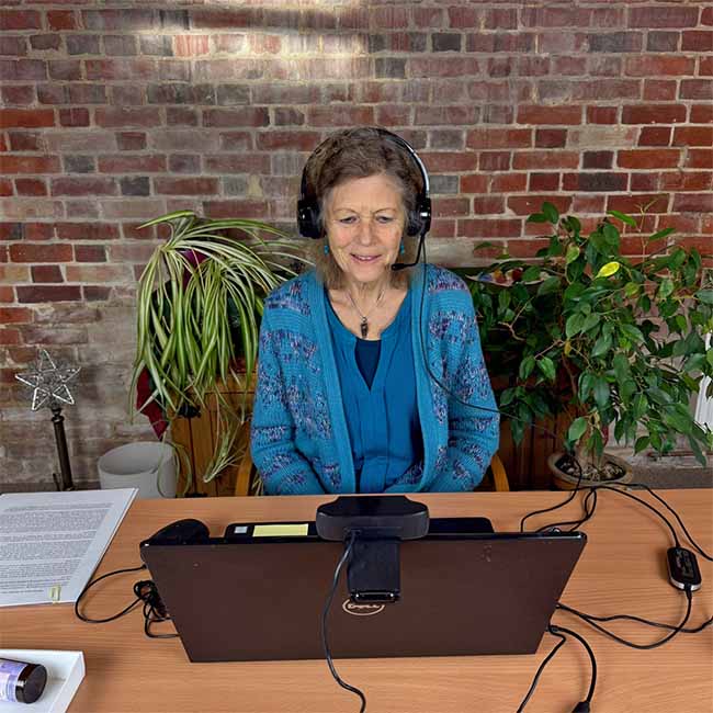 Catherine Keattch preparing for her Zoom gathering - Making Space for the New You – How to Align With Your True Self