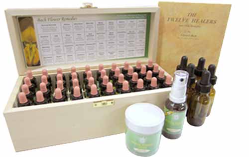 A Bach Flower Remedy set with bottles, Revival Remedy, cream & book