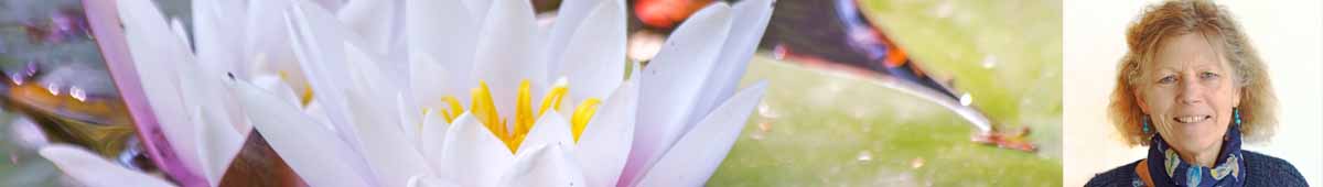 A picture of Lotus flowers and Catherine Keattch from Crystal Herbs