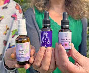 Essences for Meditation Three Essences - Angleic Gifts, Crown Chakra and Inner Focus Essence, held by three poeple