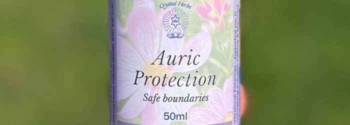 Close up of a bottle of Crystal Herbs Auric Protection Essence