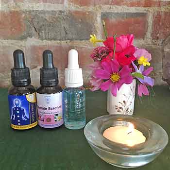 Three Essences for Intuition andInner Knowing with flowers, crystal and beads