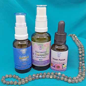 Three flower essence bottles to help with meditation