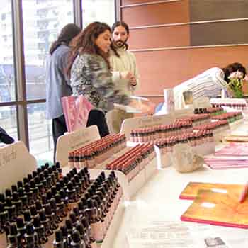 Display stands of Crystal Herbs Essences in the conference room