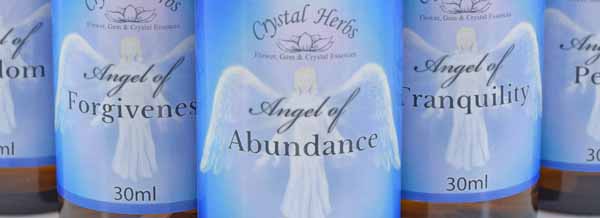 Close up of a bottles of Angel Essences and Sprays