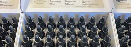 A row of 25ml Crystal Herbs Bach Flower Remdy sets