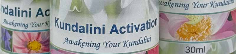 A close up of three bottles of Crystal Herbs Kundalini Activation Essence