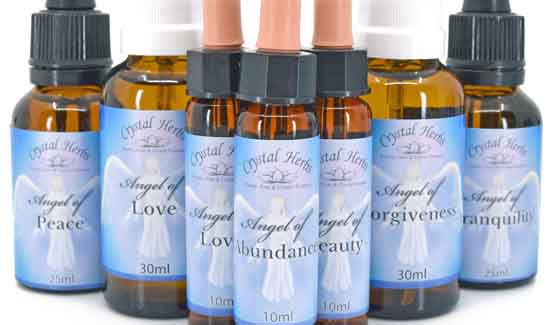 Picture of 10ml, 25ml and 30ml bottles of Angel Essences